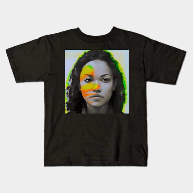 I'll Miss You - Glitch Art Abstract Portrait Kids T-Shirt by raspberry-tea